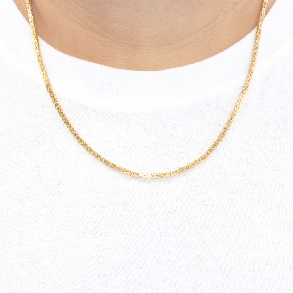 Cadena de Oro 14k Tejido Bizantino Hueco y Brillante mod. 9504