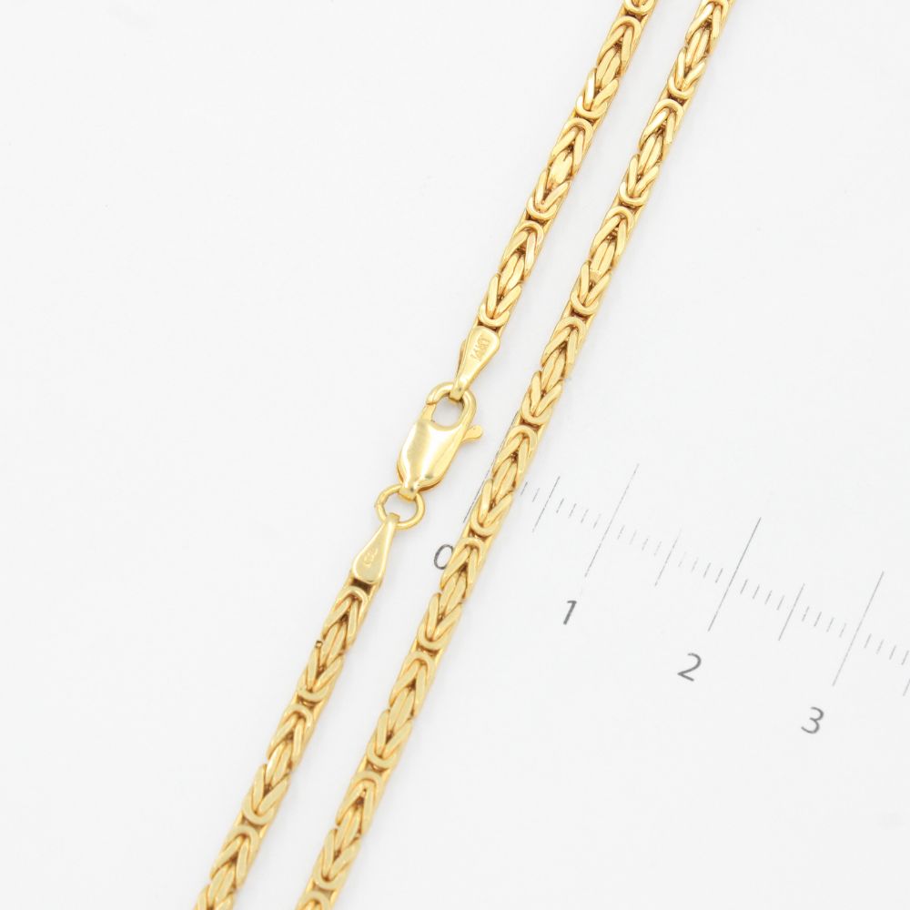 Cadena de Oro 14k Tejido Bizantino Hueco y Brillante mod. 9504