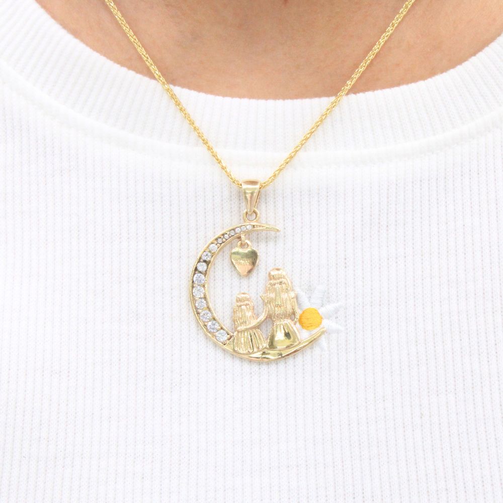 Dije de Oro 14k Madre-Hija Lunar con Zirconias mod. 9239