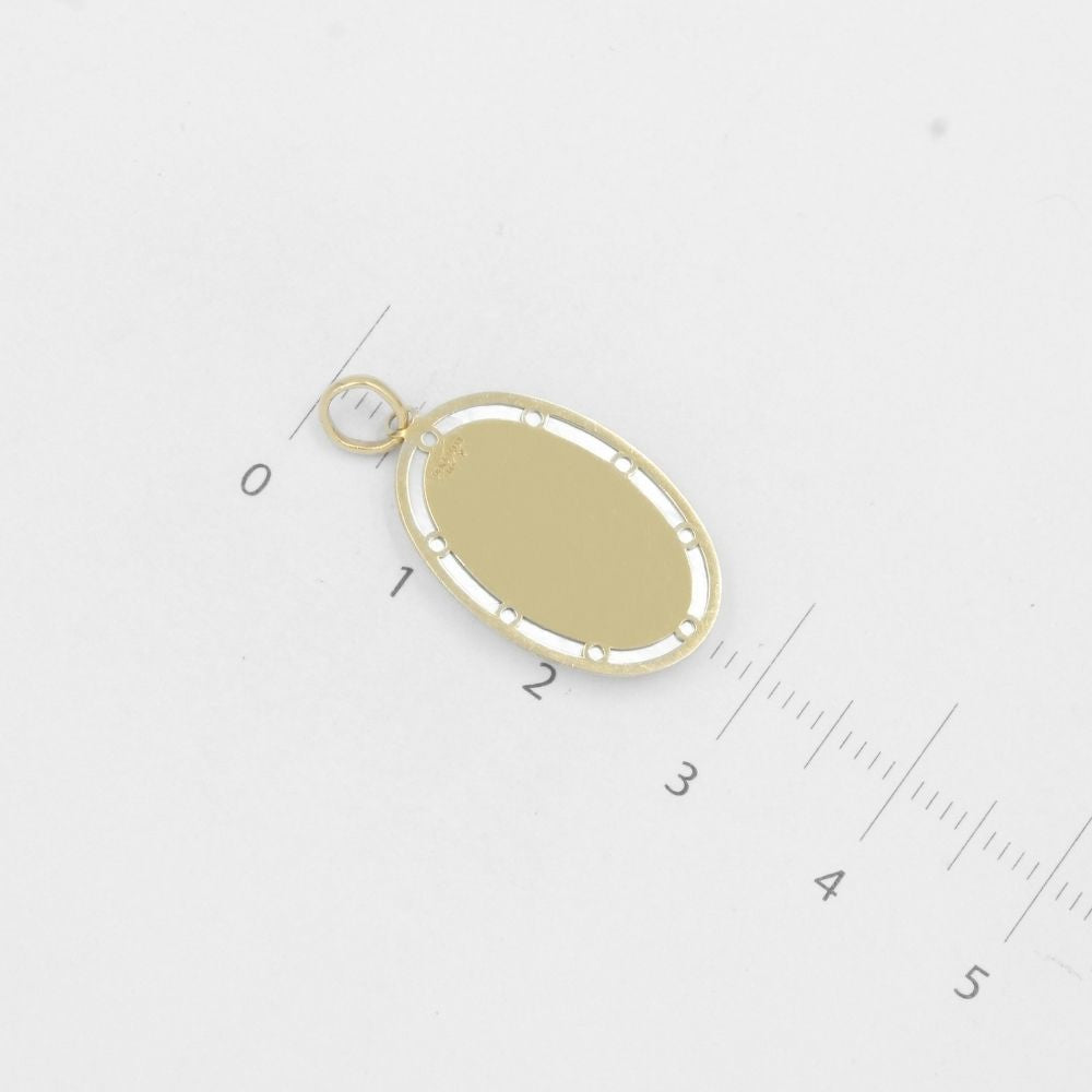 Medalla de Oro 14k Virgen Guadalupe Incrustada en Madre Perla mod. 8028