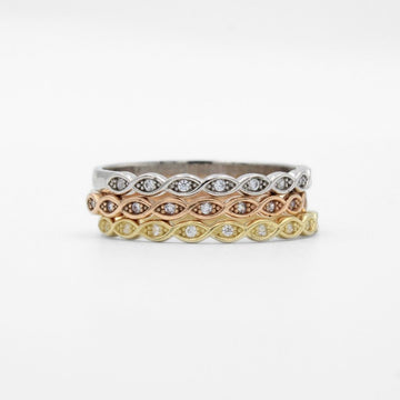 Anillo de Oro 14k Diseño Fin de Semana con Incrustación de Zirconias mod. 9735