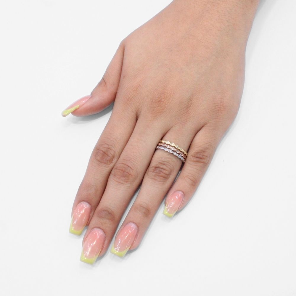 Anillo de Oro 14k Diseño Fin de Semana con Incrustación de Zirconias mod. 9735