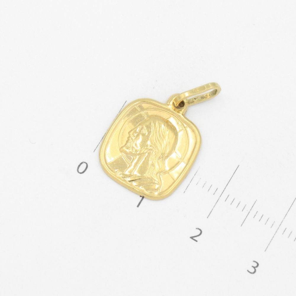 Medalla de Oro 14k Semi Cuadrada con Imagen del Divino Rostro mod. 9526