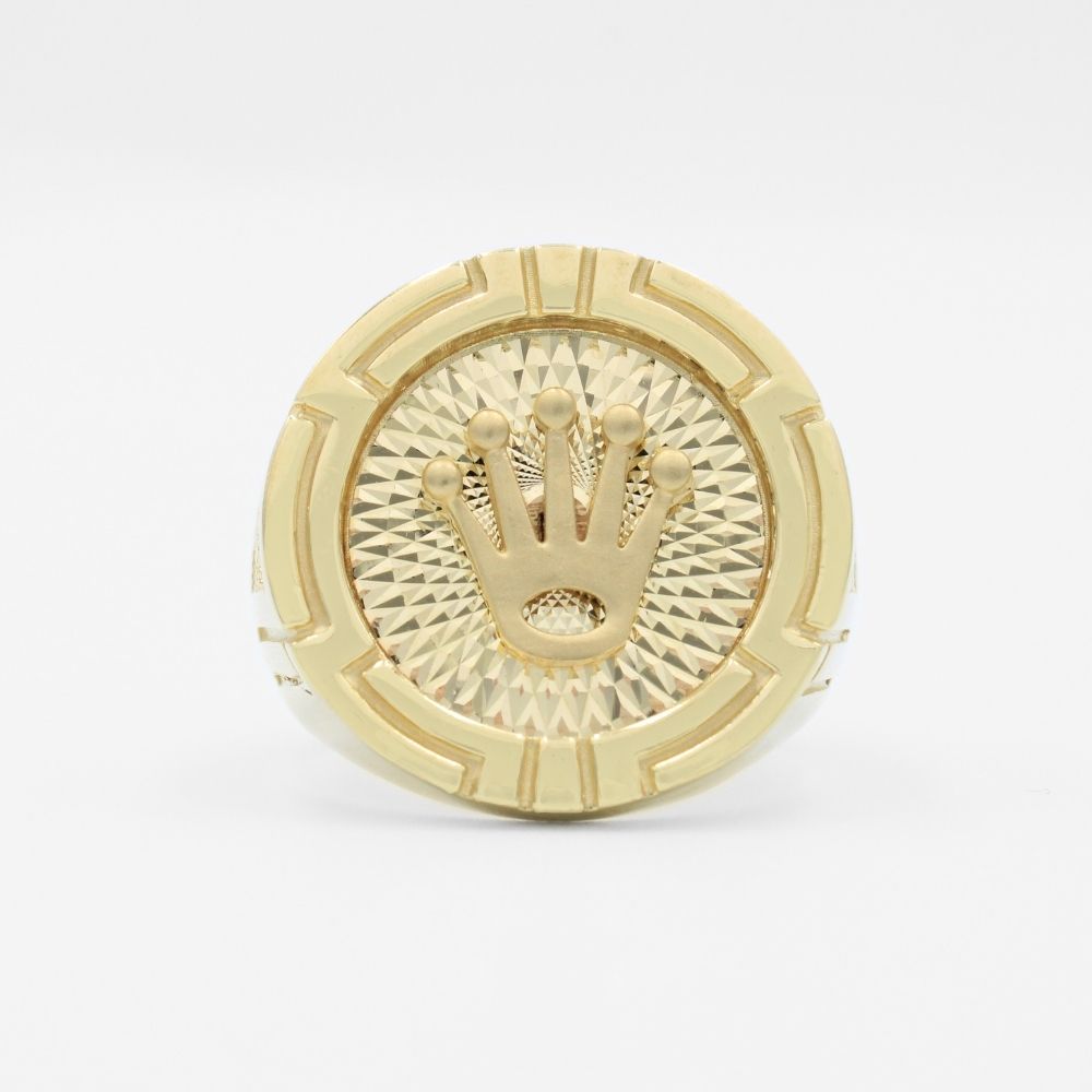 Anillo de Oro 14k Diseño Corona del Rey sobre Diamantado y Laterales con Zirconias mod. 9720