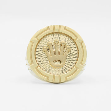 Anillo de Oro 14k Diseño Corona del Rey sobre Diamantado y Laterales con Zirconias mod. 9720