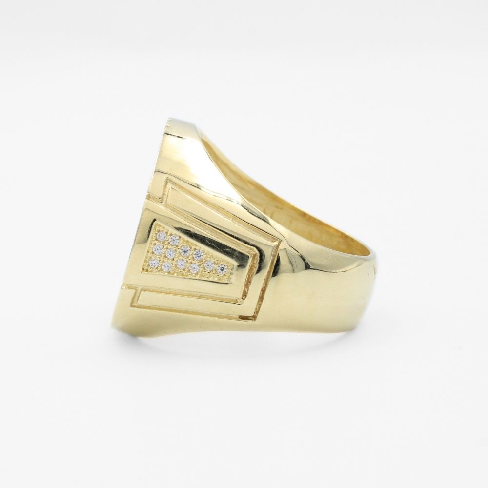 Anillo de Oro 14k Diseño Corona del Rey sobre Diamantado y Laterales con Zirconias mod. 9720