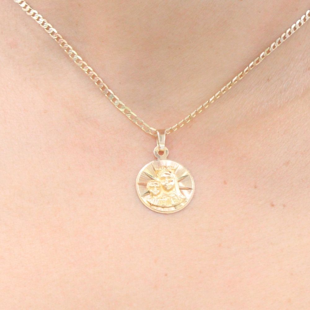 Medalla de Oro 14k Señora del Carmen en Diamantado mod. 9527