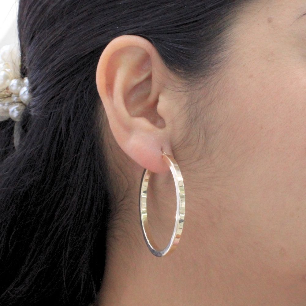 Arracada de Oro 14k de Diseño Cubo Hueco Estilo Brillante mod. 9785