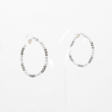 Arracada de Oro 14k Esferas Huecas de Diamantadas de Oro Blanco y Negro mod. 8298