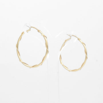 Arracada de Oro 14k Hueca de Diseño Tubular Hueco Detallada con Cuerda Fina mod. 8312