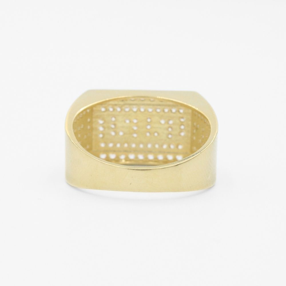 Anillo de Oro 14k Diseño con Grecas e Incrustación de Zirconias mod. 9721