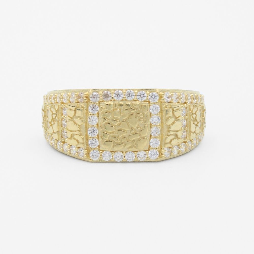 Anillo de Oro 14k Diseño Barroco Detallado con Zirconias mod. 9722