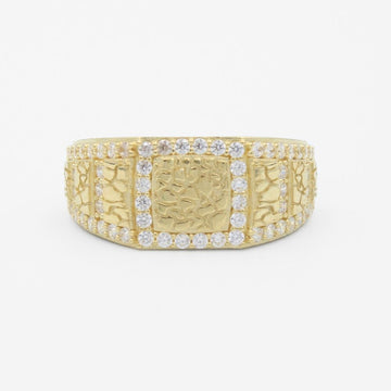 Anillo de Oro 14k Diseño Barroco Detallado con Zirconias mod. 9722