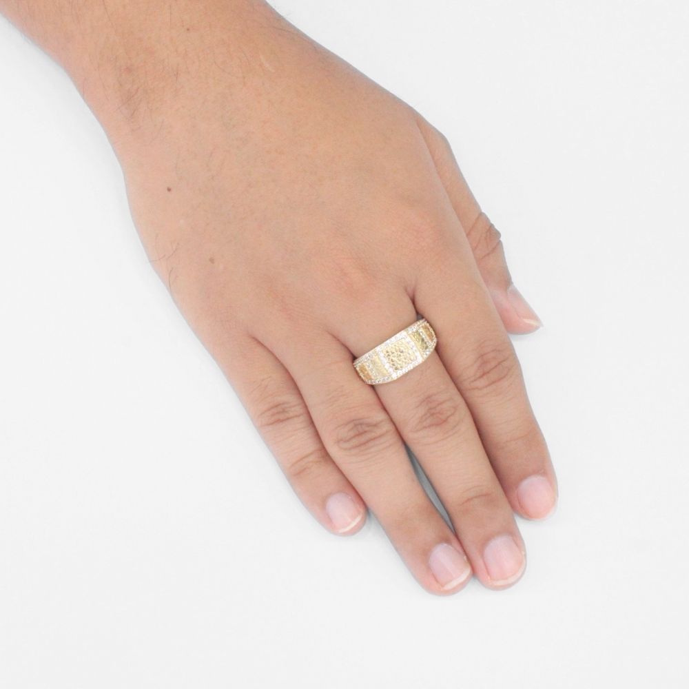 Anillo de Oro 14k Diseño Barroco Detallado con Zirconias mod. 9722