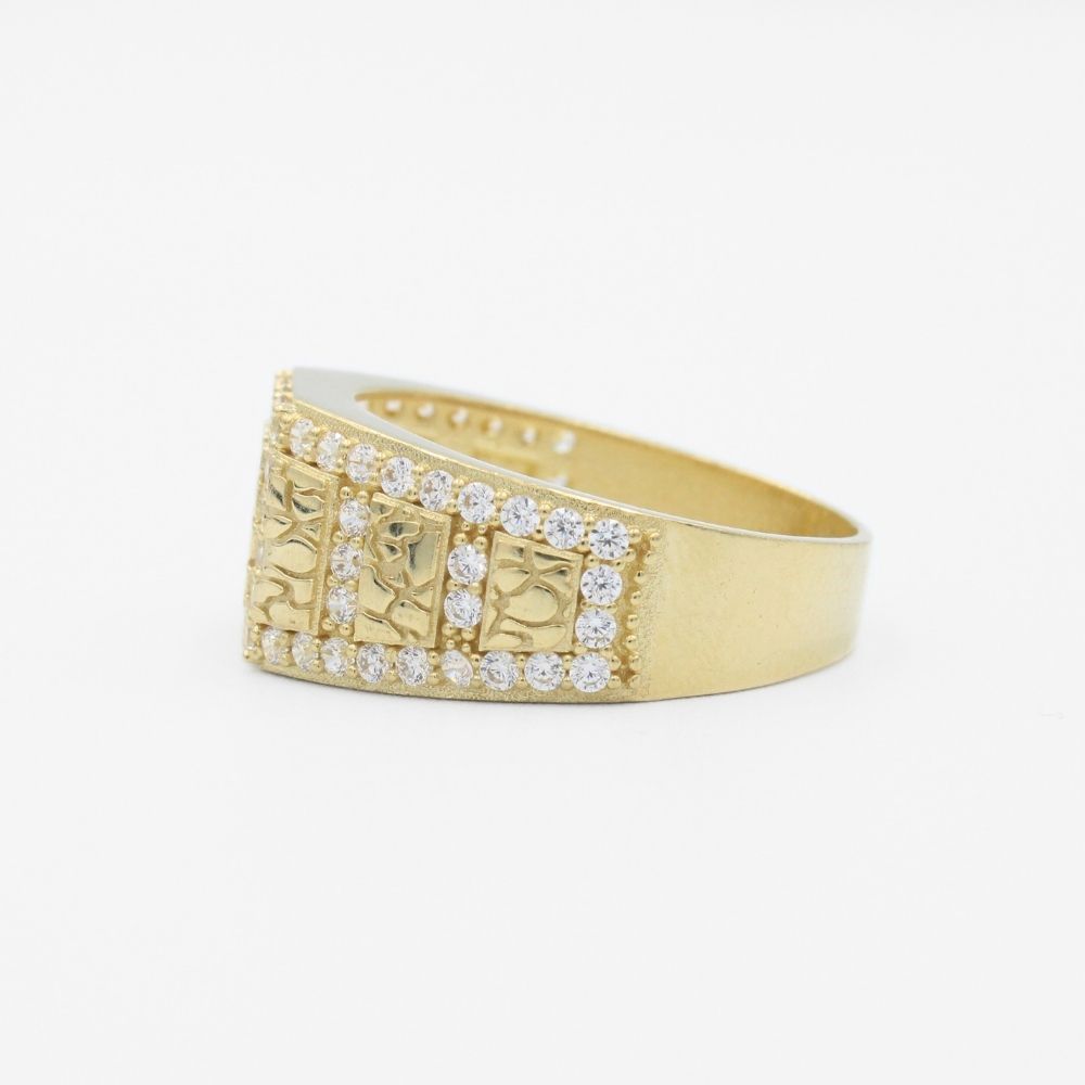 Anillo de Oro 14k Diseño Barroco Detallado con Zirconias mod. 9722