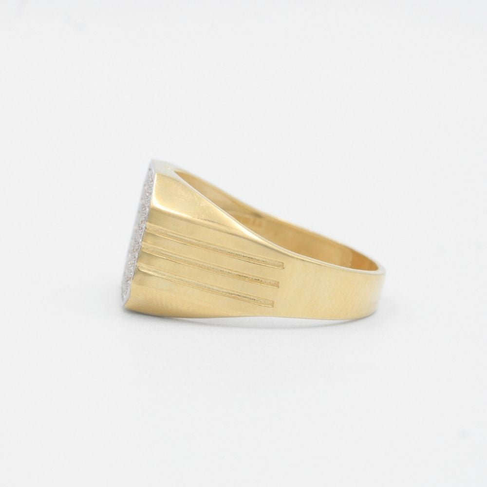 Anillo de Oro 14k con Frente Octagonal Incrustado con Zirconias en Bisel Fino de Tono Blanco mod. 9463