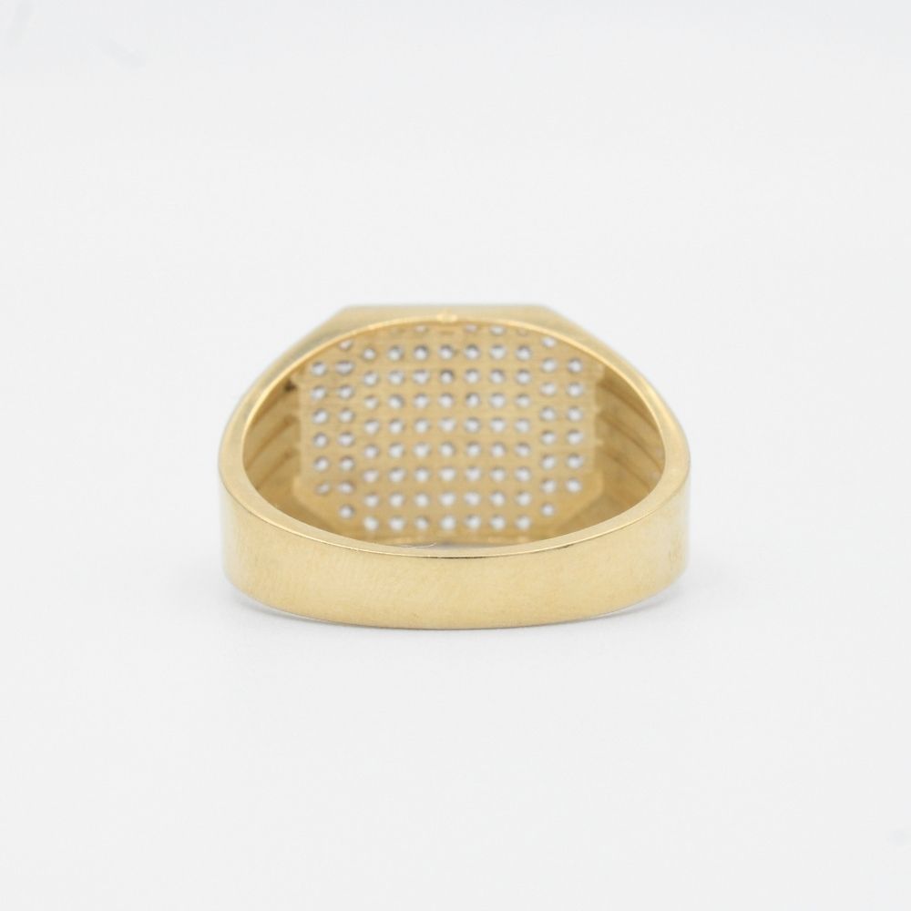 Anillo de Oro 14k con Frente Octagonal Incrustado con Zirconias en Bisel Fino de Tono Blanco mod. 9463