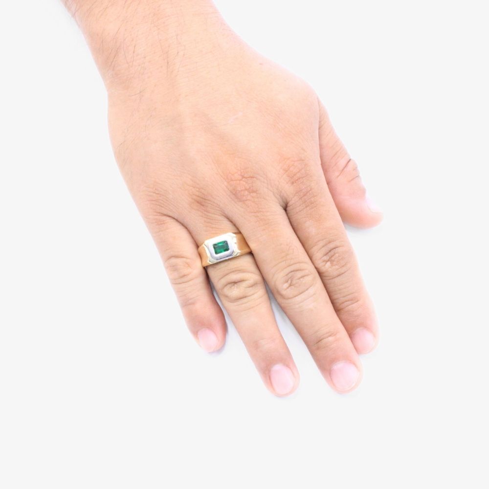 Anillo de Oro 14k con Zirconia Verde en Diseño Confort mod. 9289