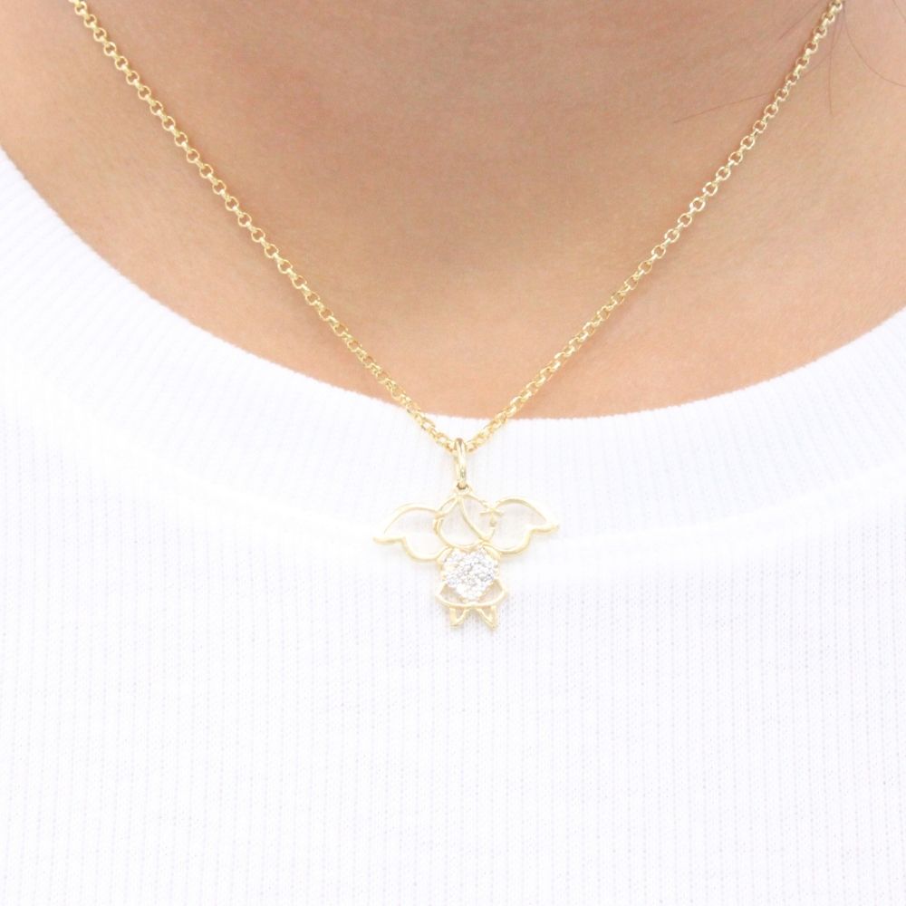 Dije de Oro 14k Angelito de Niña Incrustado con Zirconias mod. 9163