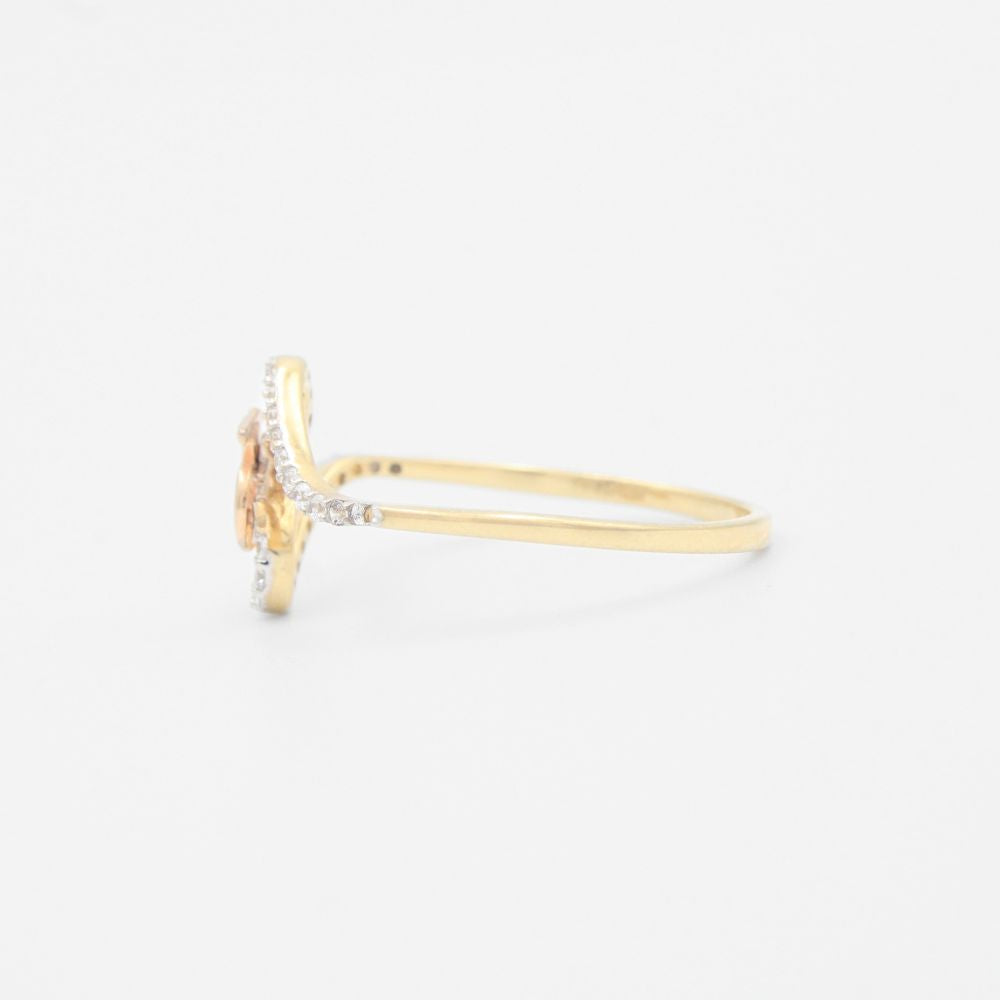 Anillo XV Años de Oro 14k Con Diseño Cruzado Incrustdo de Zirconias mod. 9549
