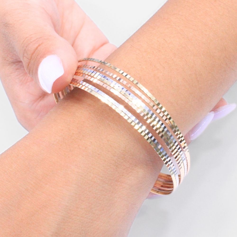 Semanario de Oro 14k de Diseño Sólido con Diamantado Brillante mod. 8999