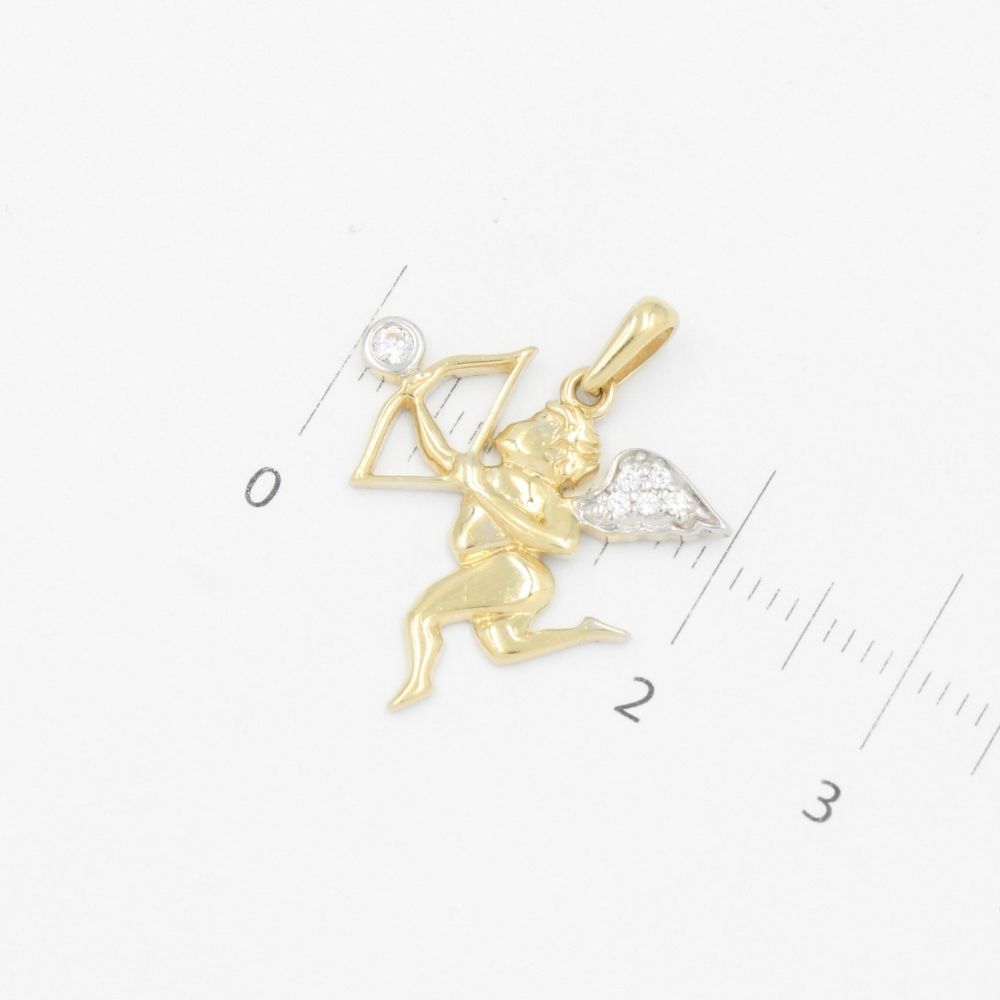 Dije de Oro 14k Cupido Brillante con Alas Incrustadas de Zirconias mod. 9165
