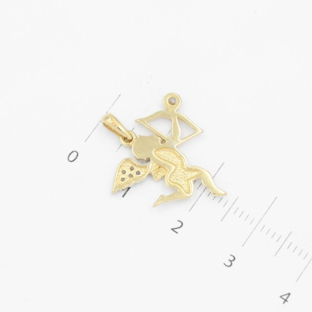 Dije de Oro 14k Cupido Brillante con Alas Incrustadas de Zirconias mod. 9165