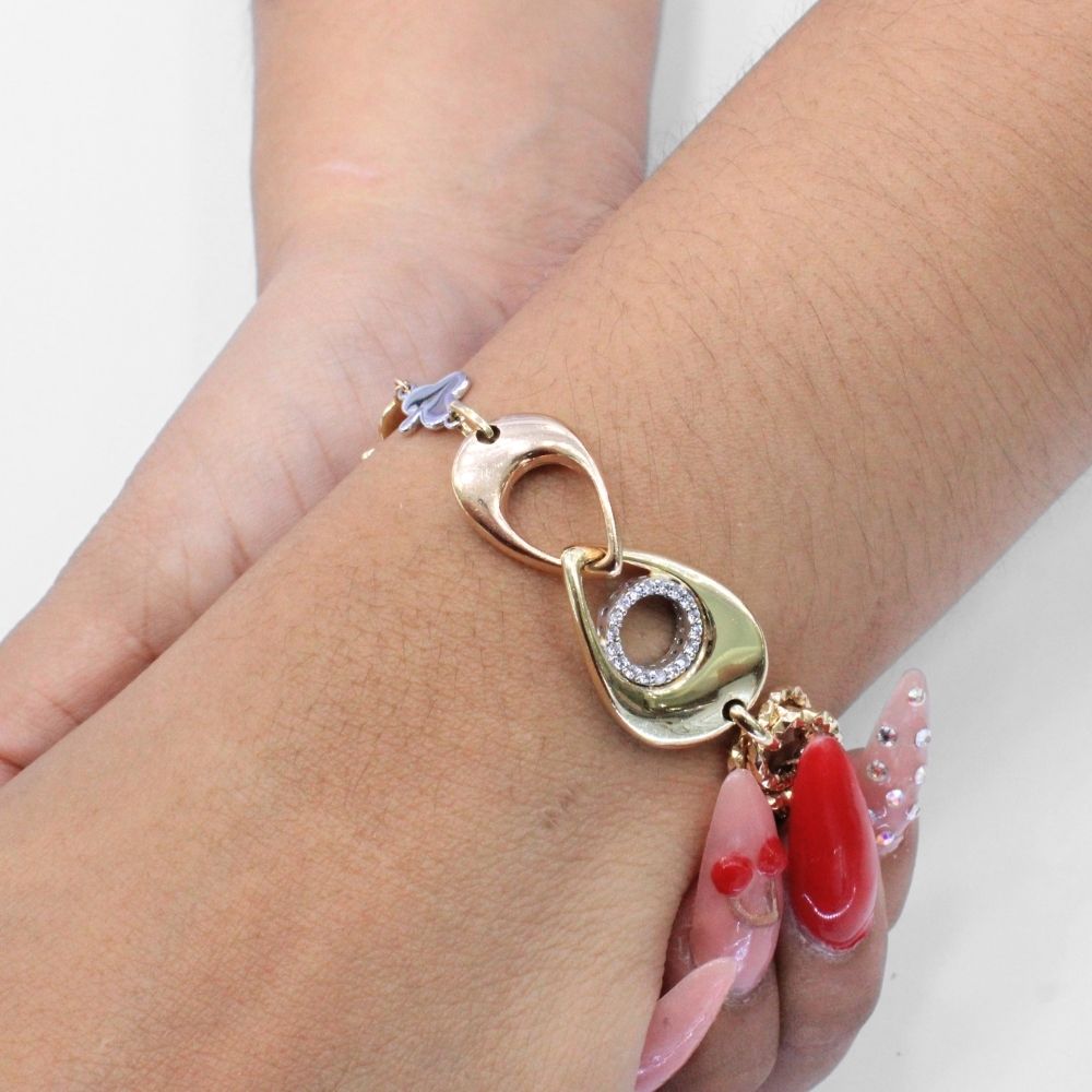 Pulsera de Oro 14k Modelo Especial con Zirconias y Picas Brillantes mod. 9707