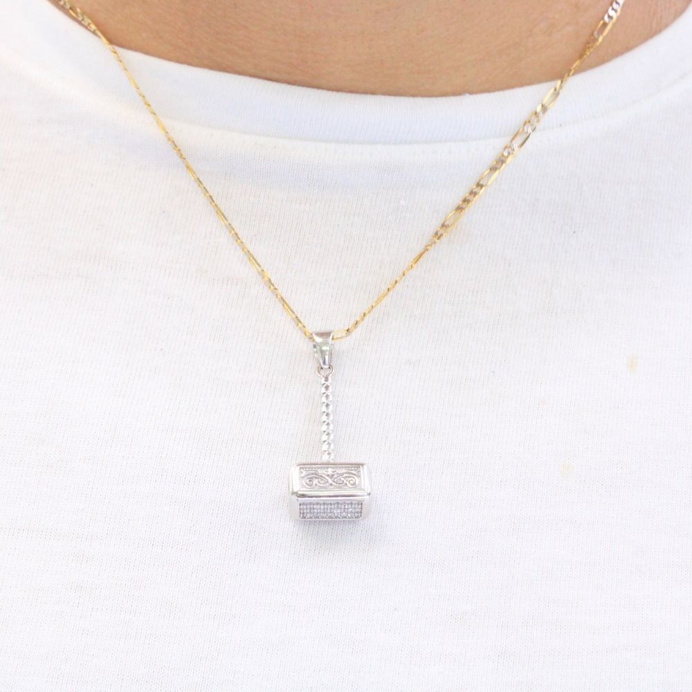 Dije de Oro 14k Diseño Mjölnir con Zirconias mod. 9492