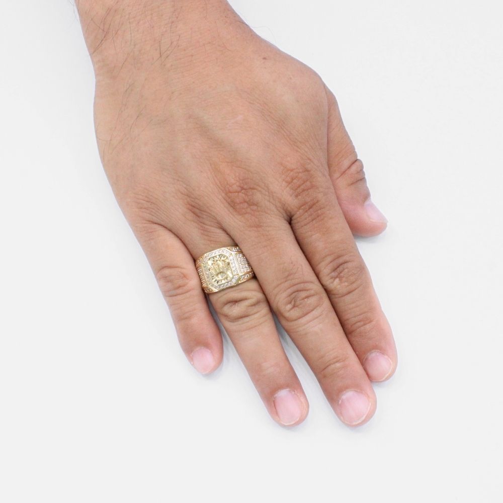 Anillo de Oro 14k Diseño Corona Incrustado con Zirconias Finas y Brillantes mod. 9470