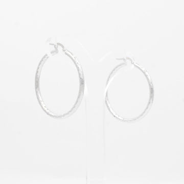 Arracada de Oro 14k Hueca con Diamantado Disco mod. 8299