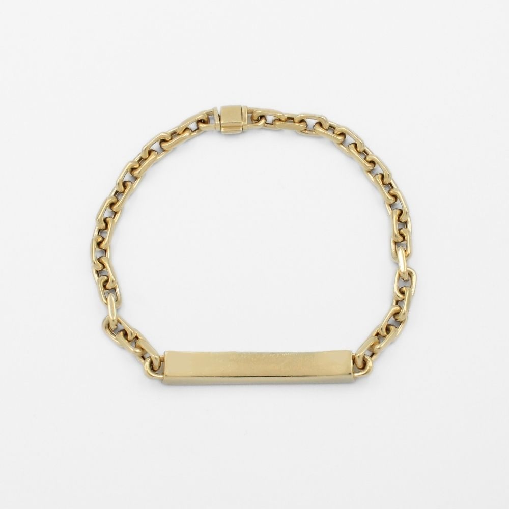 Esclava de Oro 14k Hueca con Diseño de Tejido Especial con Placa 3D Brillante mod. 9739