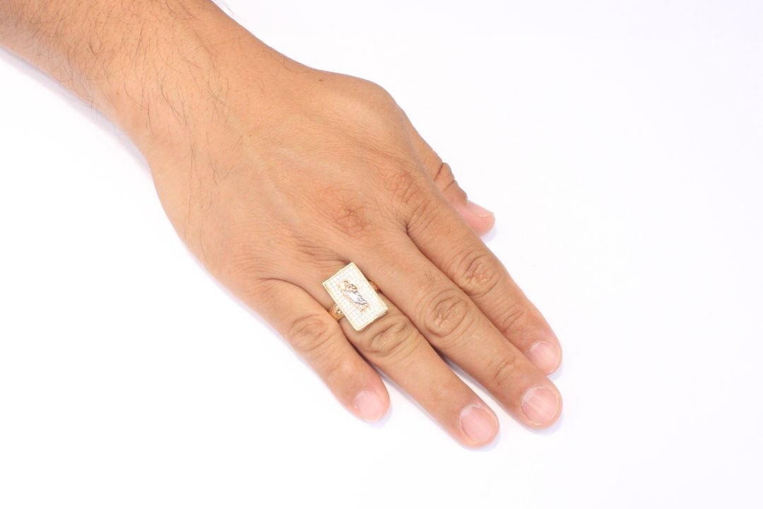Anillo de San Judas en Oro Florentino Incrustado con Zirconias mod. 5675 - Joyería Orovel’s
