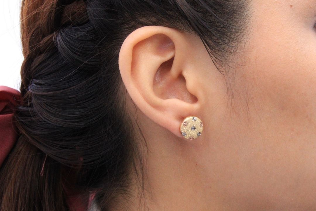 Arete Estilo Galleta de Oro Florentino en Tonos Brillantes mod. 6191