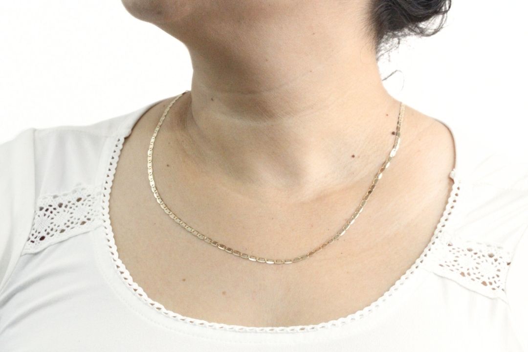Cadena de Oro 14k Florentino en Tejido de Eslabones Navaja mod. 6391
