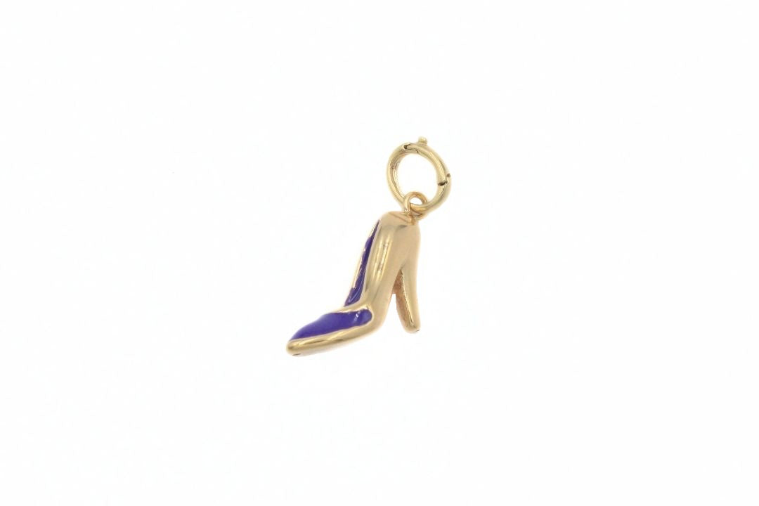 Dije de Oro 14k Zapatilla con Esmalte Morado mod. 6219