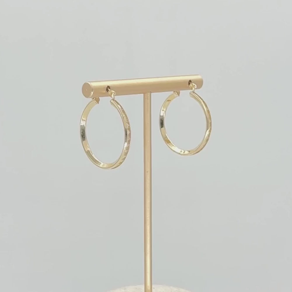 Arracada de Oro 14k de Diseño Hueco Redondo con Incrustación de Zirconias mod. 9875