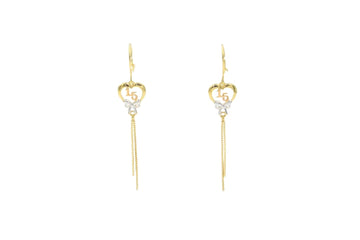 Arete Largo de XV Años con Corazón y Moño mod. 5516