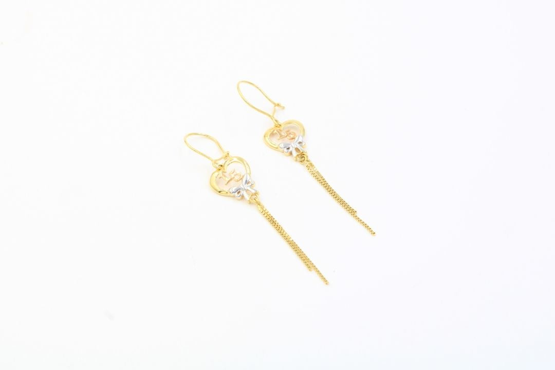Arete Largo de XV Años con Corazón y Moño mod. 5516