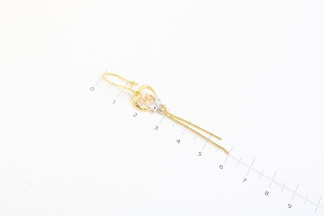 Arete Largo de XV Años con Corazón y Moño mod. 5516