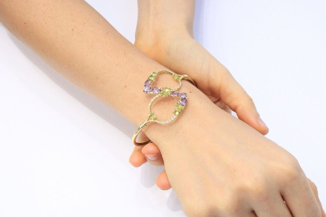 Aro de Oro 14k con Hojas de Zirconias Brillantes mod. 5555