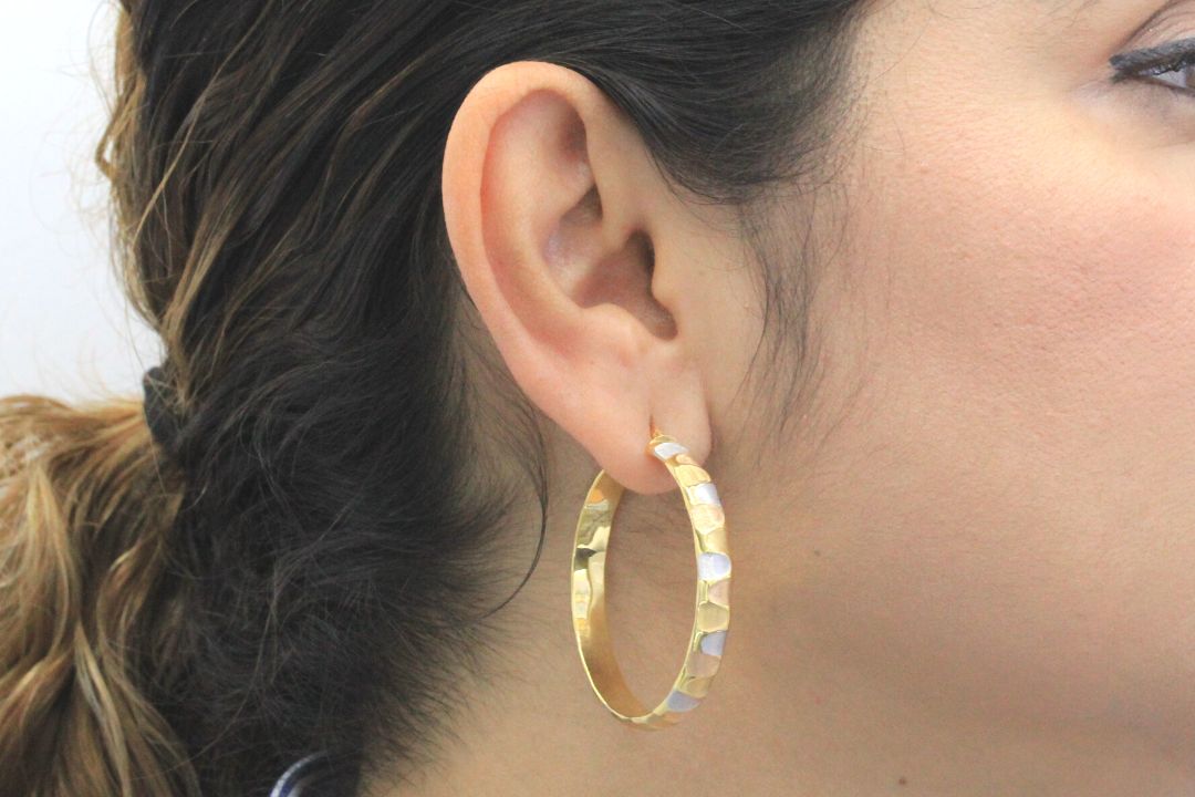 Arracada de Oro 14k con Diseño de Mazo mod. 4694