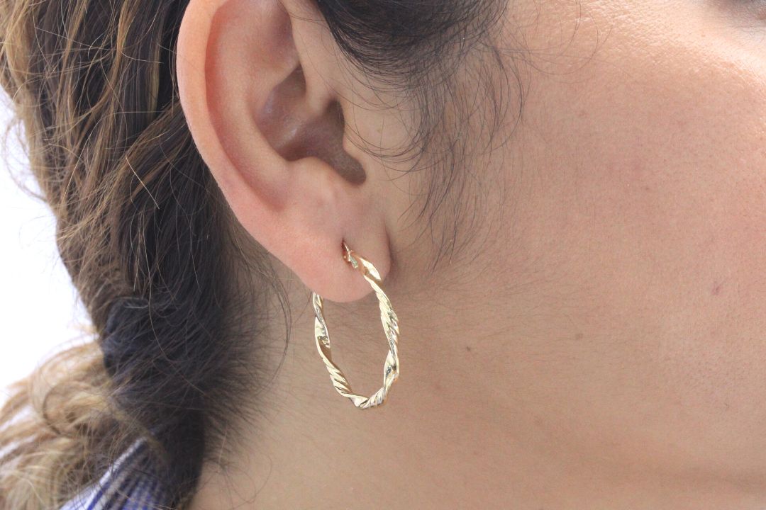 Arracada de Oro 14k de Diseño Torzal Inflado mod. 3710