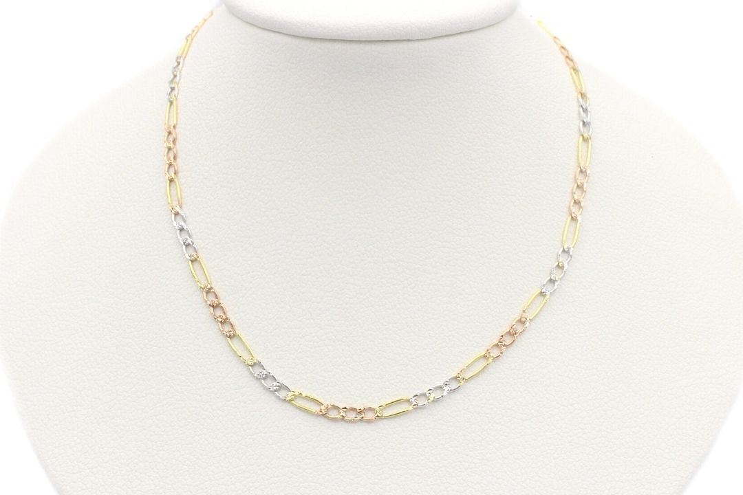 Cadena de Oro 10k Tejido 3x1 de Diseño Hueco mod. 2095