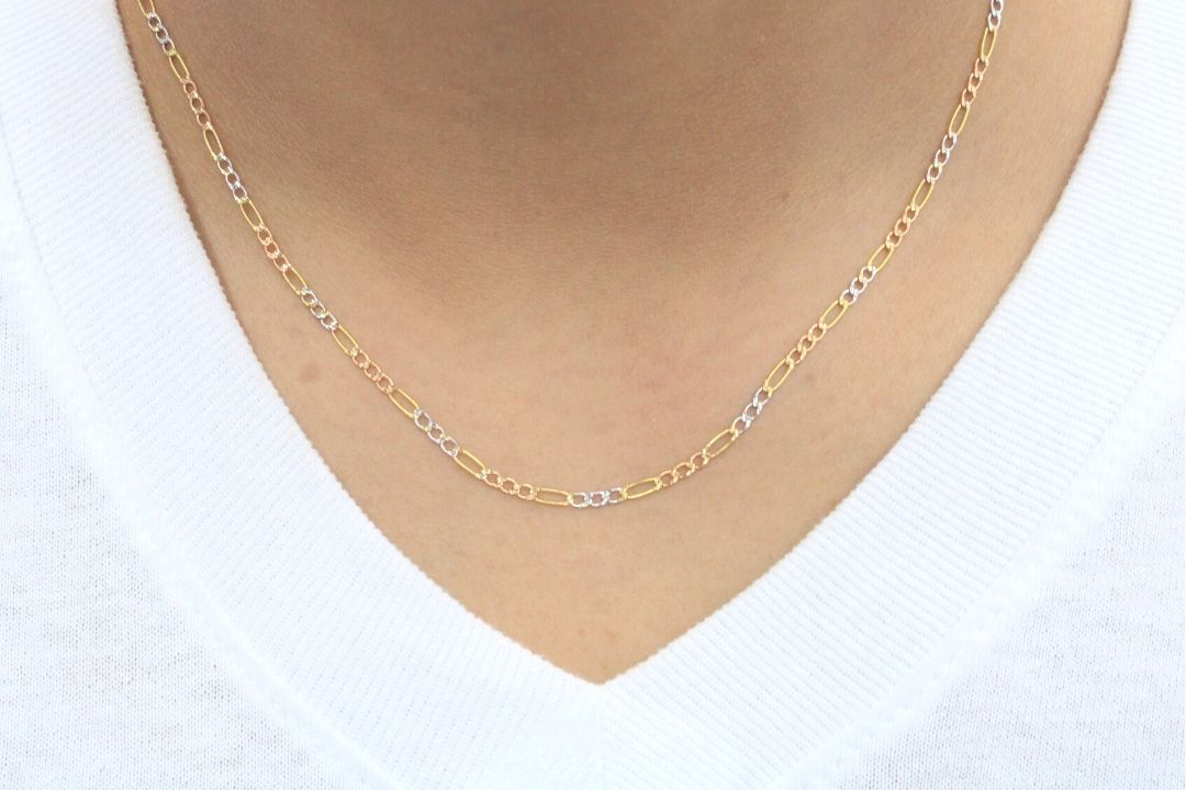 Cadena de Oro 10k Tejido 3x1 de Diseño Hueco mod. 2095