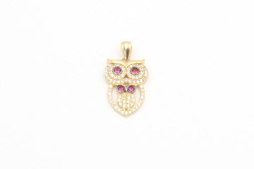 Dije de Oro 14k Búho con Piedras Rojas mod. 4050