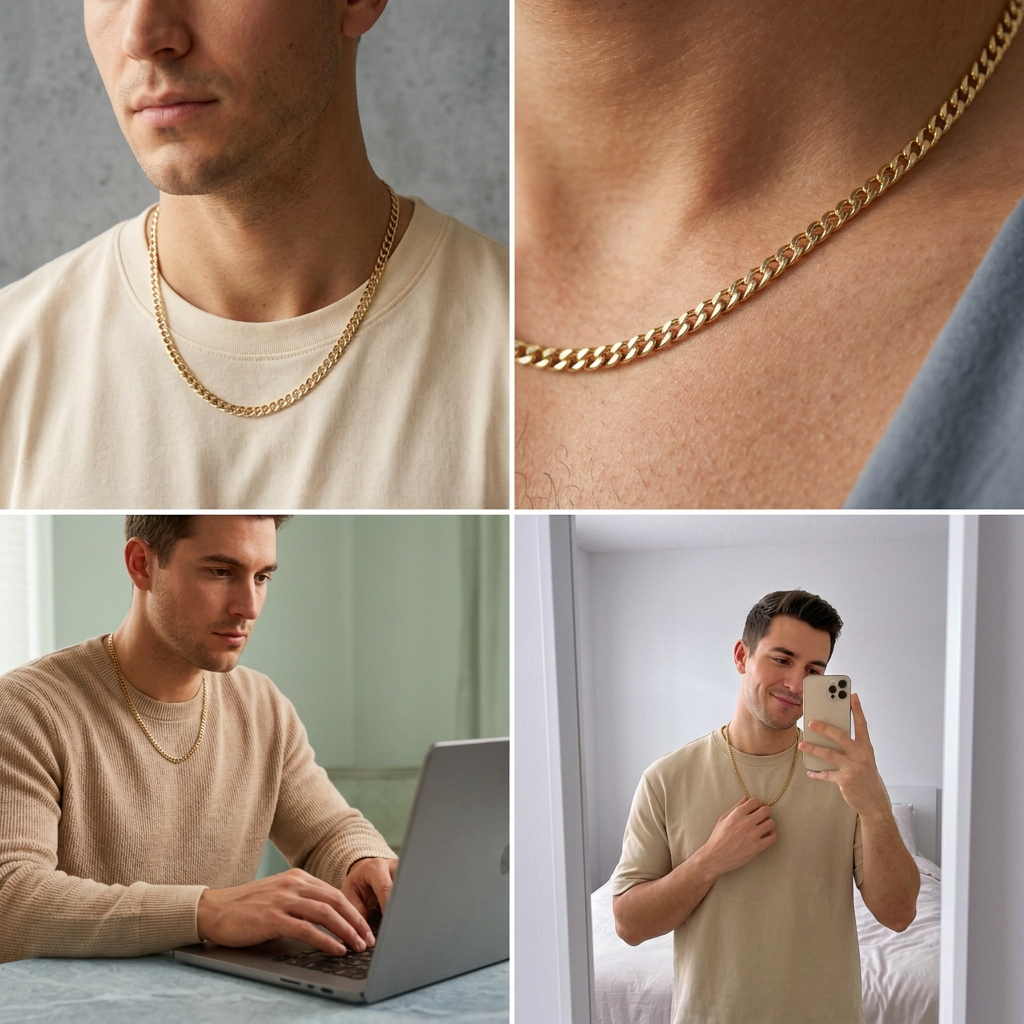 Cadena de Oro 14k Barbada Fina con Diamantado Blanco mod. 11216