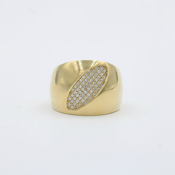 Anillo de Oro 14k Modelo Estilo Chunky Hueco con Detalle Fino Incrustado de Zirconias mod. 10003