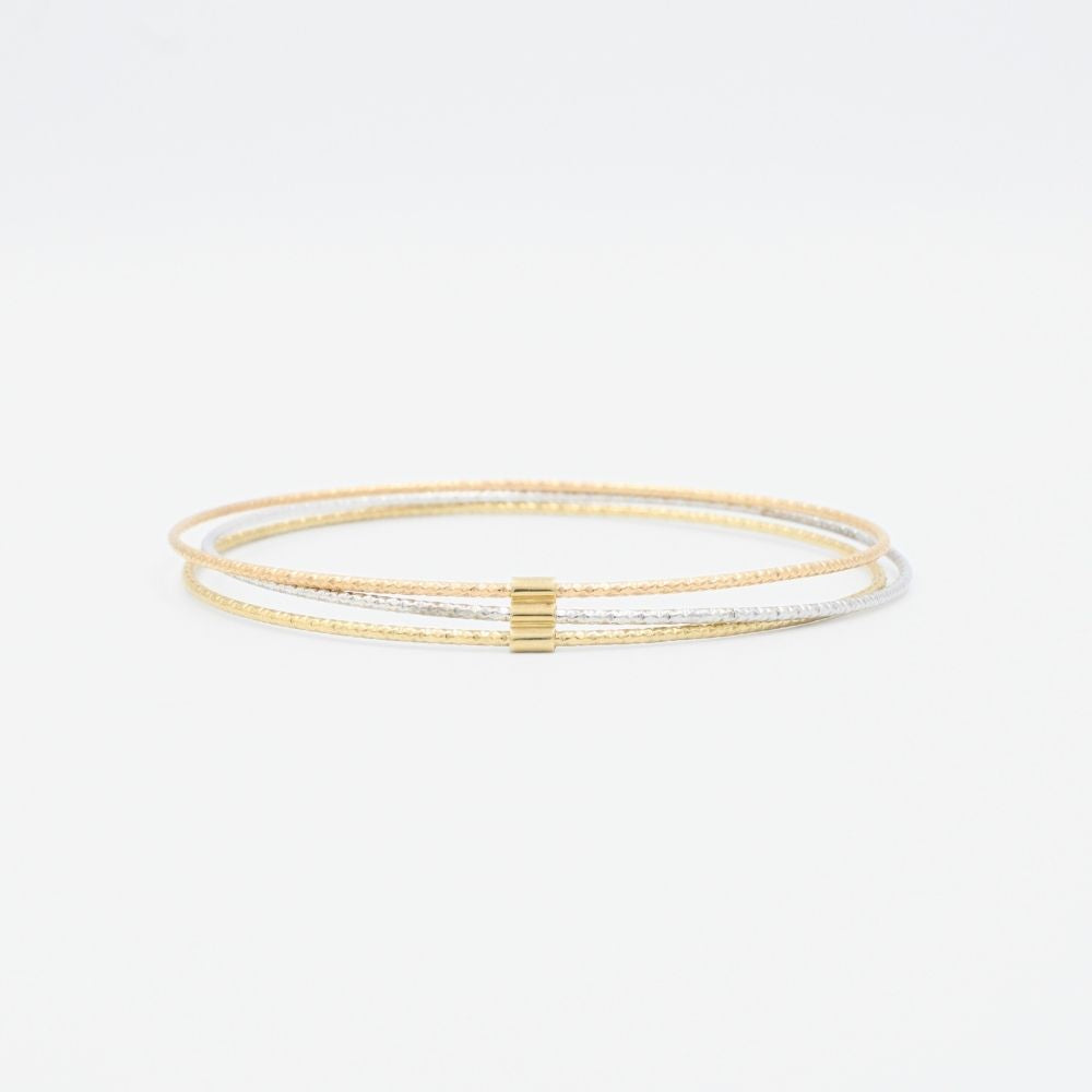 Fin de Semana de Oro 14k Hueco Tubular con Diamantado Fino mod. 9001