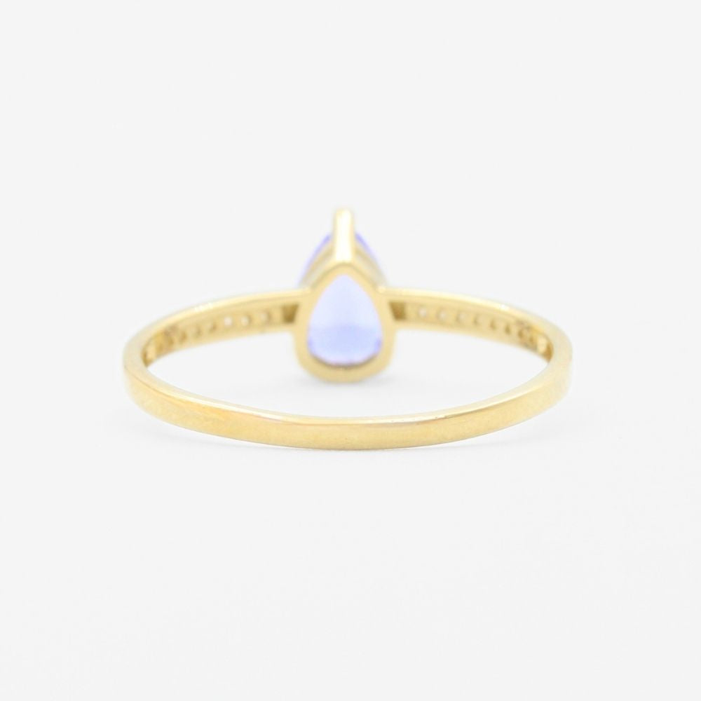 Anillo de Oro 14k de Diseño de Gota en Color Morado mod. 9312